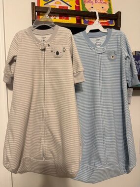 Carter's Striped Sleep Sacks in Gray and Light Blue with Koala Patch